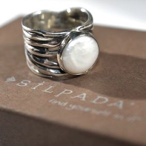 Silpada Sterling Silver Coin Pearl Mermaid Ring R1542 Size 9